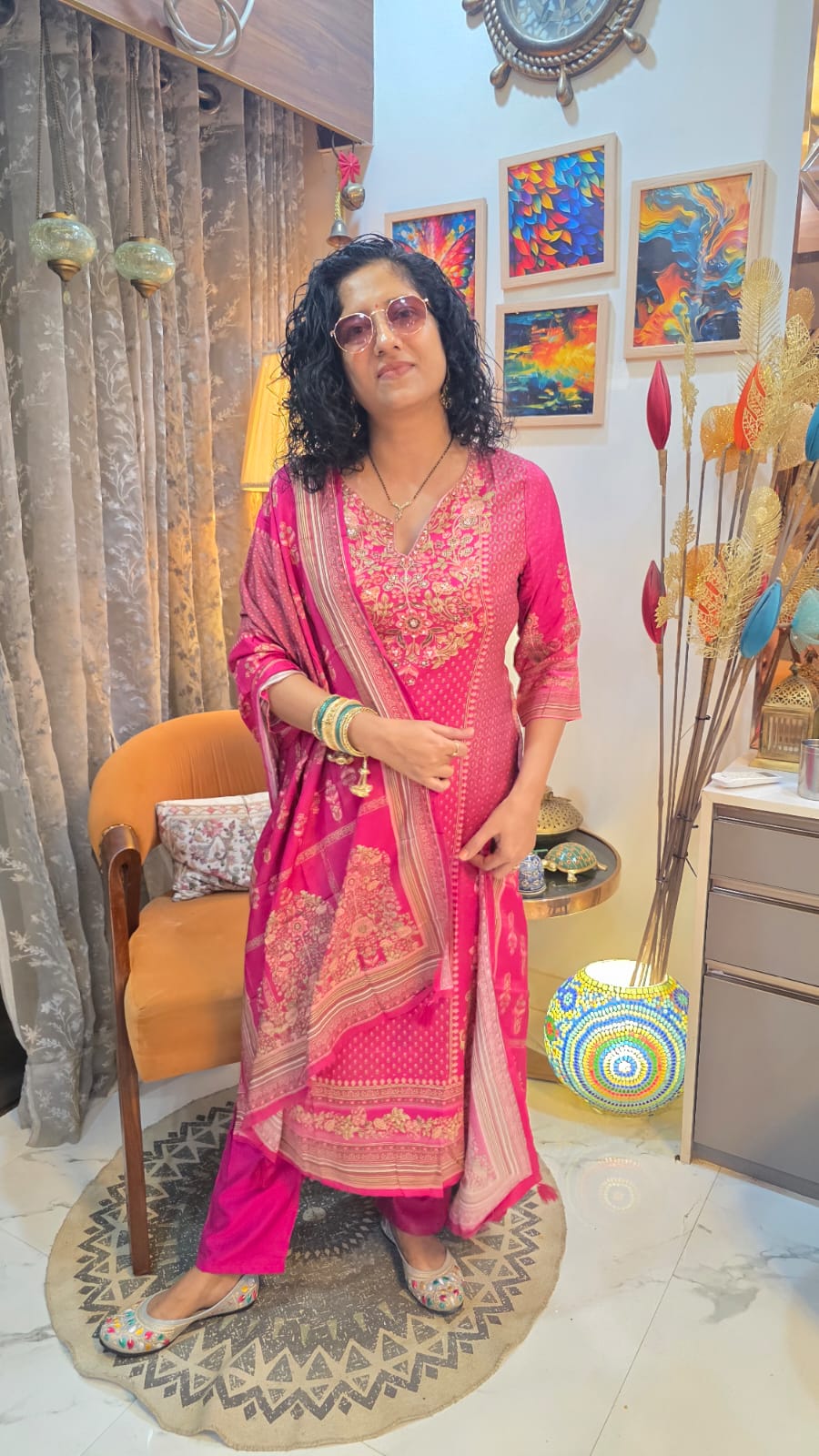 Pink muslin suit