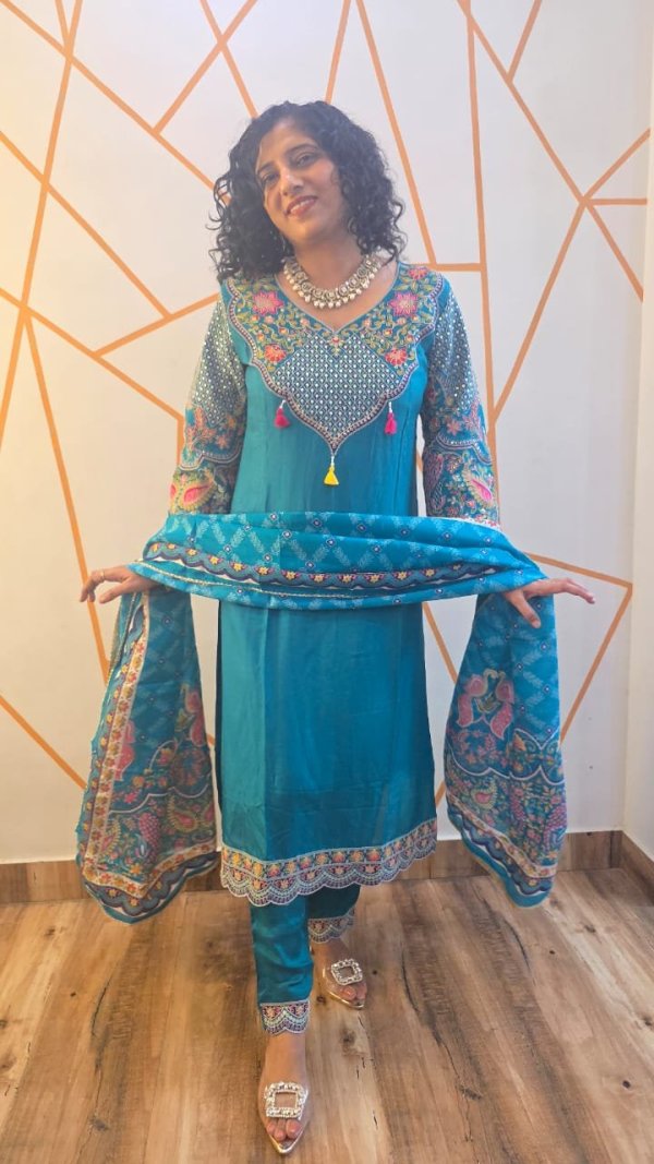 turquoise  suit